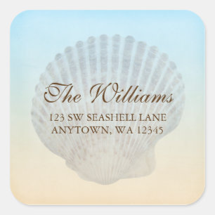 Shell Tropical Beach Address Label Square Fyrkantigt Klistermärke