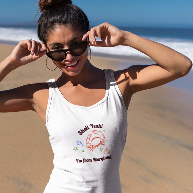 "Shell Yeah! I'm from Maryland" Crab Tank Top Linne Med Racerback (Skapare uppladdad)