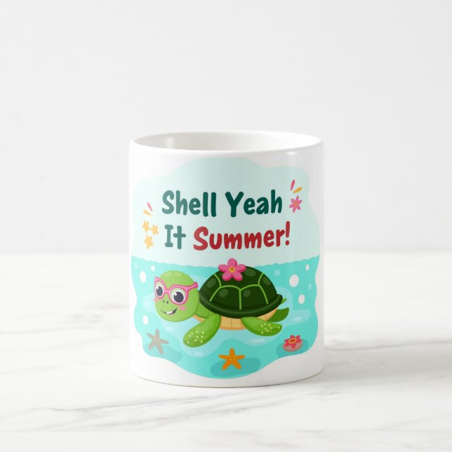 Shell Yeah It’s Summer Sea Turtle Mug Kaffemugg (Center)