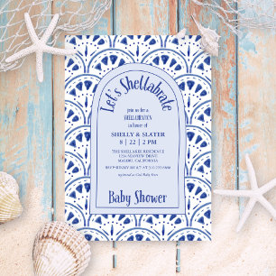 Shellabrate Scallop Snäckors Beach Baby Shower Inbjudningar