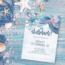 Shellabration | Beach Starfish Seashells Birthday