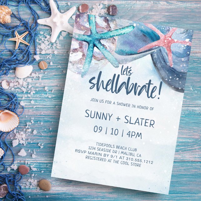 Shellabration | Strandskal Bröllopsdusch Inbjudningar (Skapare uppladdad)