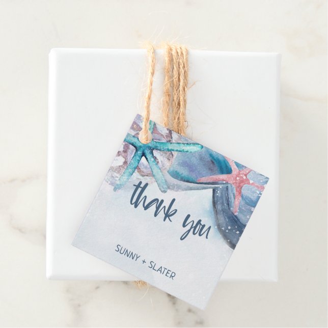 Shellabration | Strandstjärna Snigelskal Tack Gåvor Etiketter (På plats)