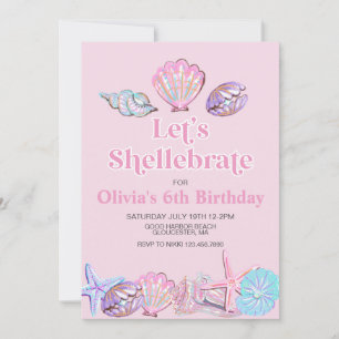 Shellebrate Seashell Beach Birthday Inbjudningar