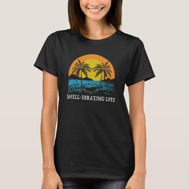 Shellebring Life Motivational Quote Beach Inspir T Shirt (Framsida)