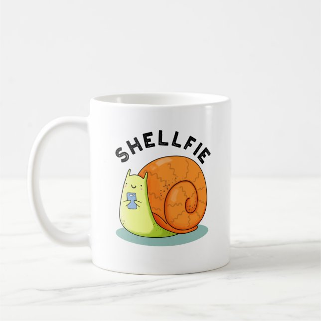 Shellfie Funny Snigel Selfie Pun Kaffemugg (Vänster)