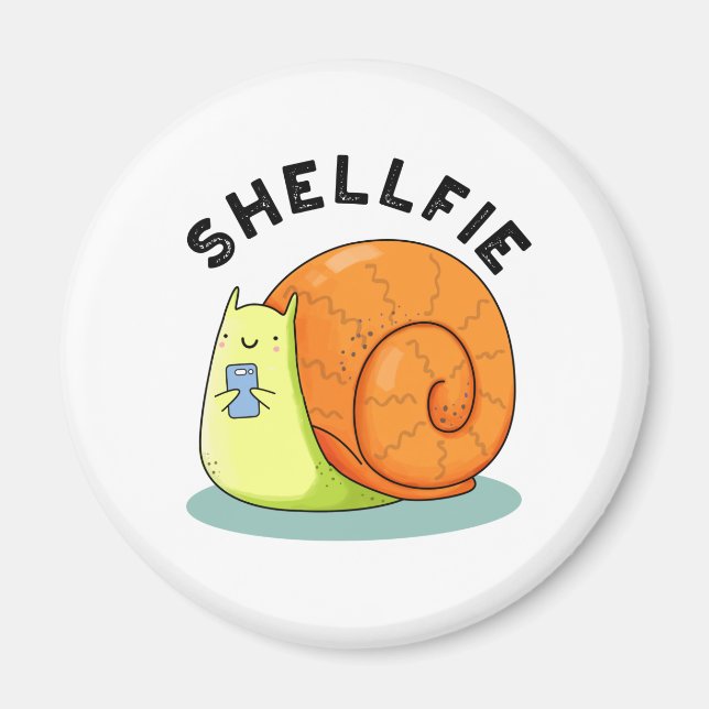 Shellfie Funny Snigel Selfie Pun Magnet (Framsidan)