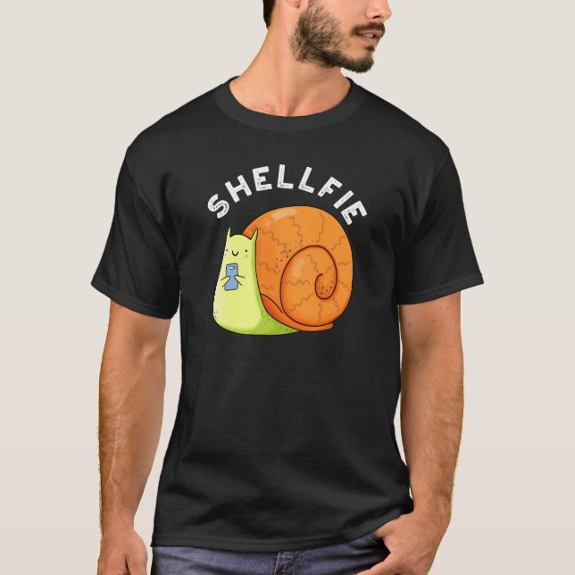 Shellfie Funny Snigel Selfie Pun Mörk BG T Shirt (Framsida)