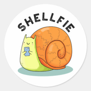 Shellfie Funny Snigel Selfie Pun Runt Klistermärke
