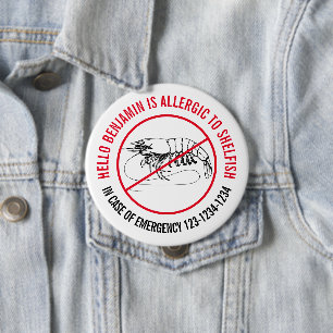 Shellfish Allergy Badge Knapp