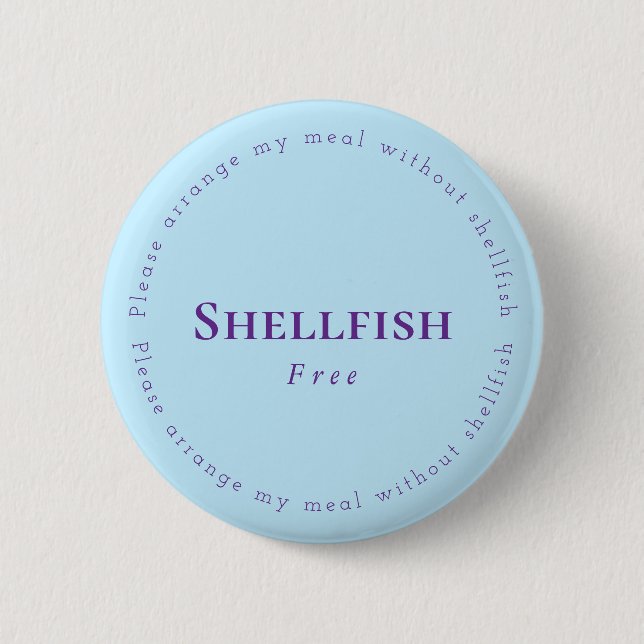 Shellfish Free Request Badge, Light blue, Purple Knapp (Framsida)