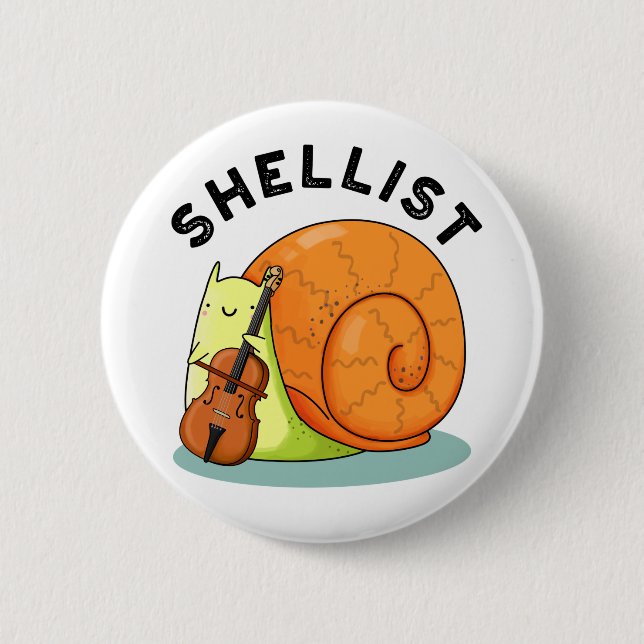 Shellist Funny Snigel Cello Pun Knapp (Framsida)