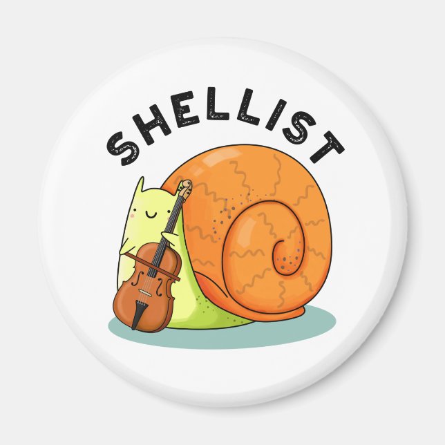 Shellist Funny Snigel Cello Pun Magnet (Framsidan)