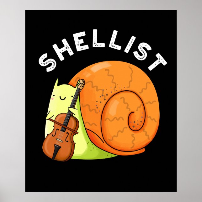 Shellist Funny Snigel Cello Pun Mörk BG Poster (Framsidan)