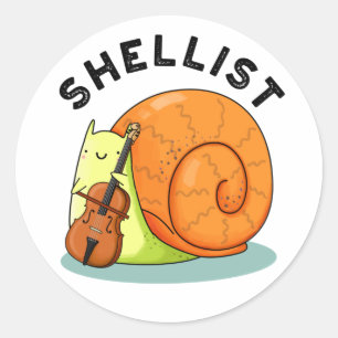Shellist Funny Snigel Cello Pun Runt Klistermärke