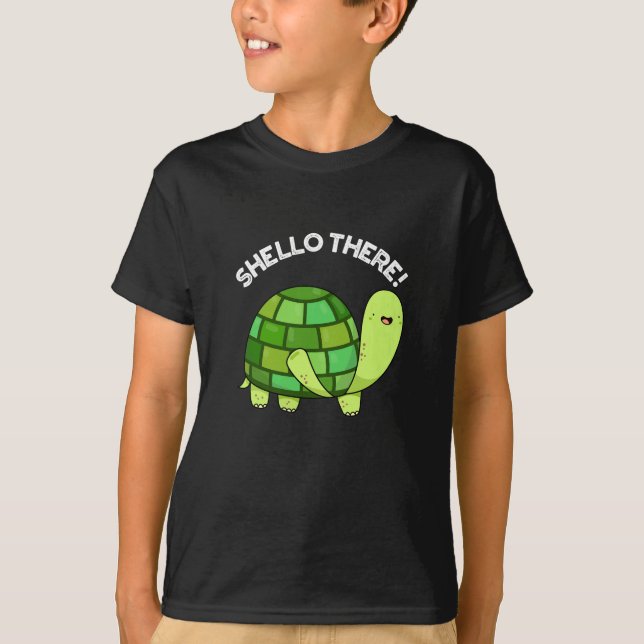 Shello Där Funny Tortoise Pun Mörk BG T Shirt (Framsida)