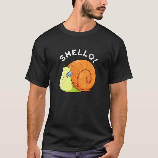 Shello Funny Snigel Cellphone Pun Mörk BG T Shirt (Framsida)