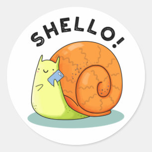 Shello Funny Snigel Cellphone Pun Runt Klistermärke