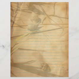 Shells in Grass Vintage Lined Binder Paper Reklamblad