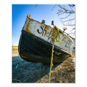 Shelly Boat vid Sjö Michigans kuster Fototryck
