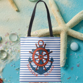 Shelter Island, NY Frakts Wheel och Anchor Stripe Tygkasse
