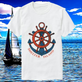 Shelter Island, NY Frakts Wheel och Anchor T Shirt