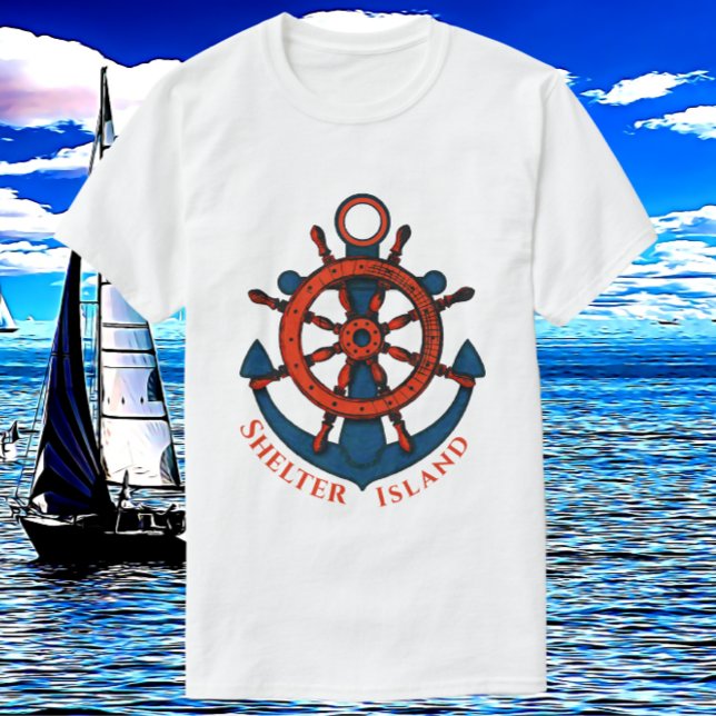 Shelter Island, NY Frakts Wheel och Anchor T Shirt (Skapare uppladdad)