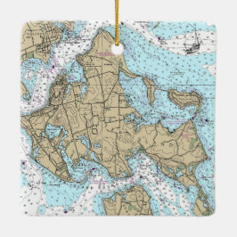 Shelter Island NY Nautical Chart jul Julgransprydnad Keramik