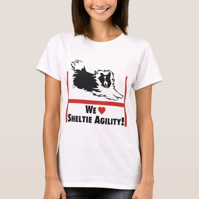 Sheltie Agilitykärlek Tee Shirt (Framsida)