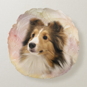 Sheltie ansikte rund kudde