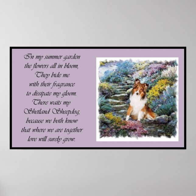 Sheltie Art där Kärlek växer Poster (Framsidan)