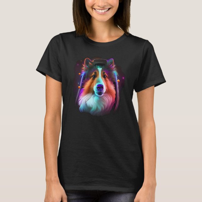 Sheltie Astronaut Dog Outer Space Shetland Sheepdo T Shirt (Framsida)