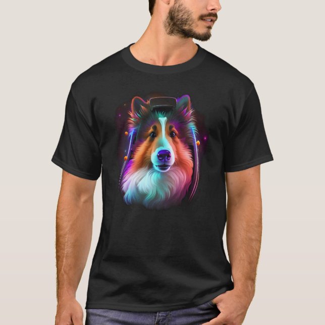 Sheltie Astronaut Dog Outer Space Shetland Sheepdo T Shirt (Framsida)