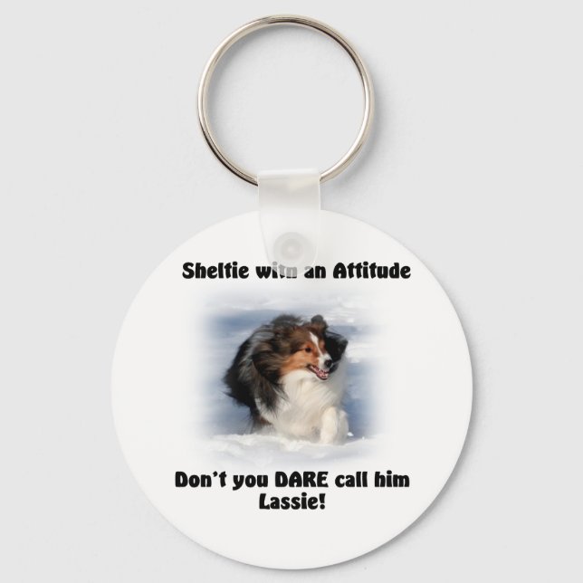 Sheltie Attitude Keychain Nyckelring (Framsida)