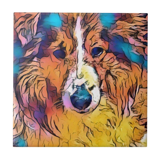Sheltie avbildar kakelplatta (Framsidan)