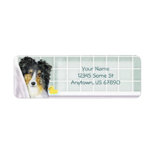 Sheltie Bath Tri Färg-etiketter Returadress Etikett