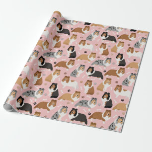 Sheltie Bones and Tass Wrapping Papper Presentpapper