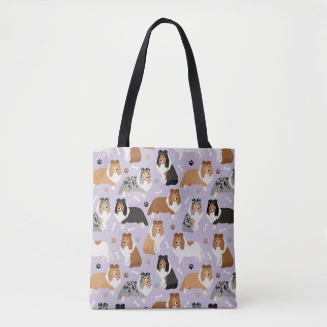 Sheltie Bones och Tass Tote Bag Tygkasse (Framsida)