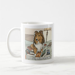 Sheltie & books kaffemugg