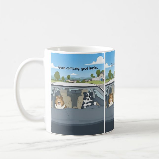 Sheltie border collie tecknad film kaffemugg (Vänster)