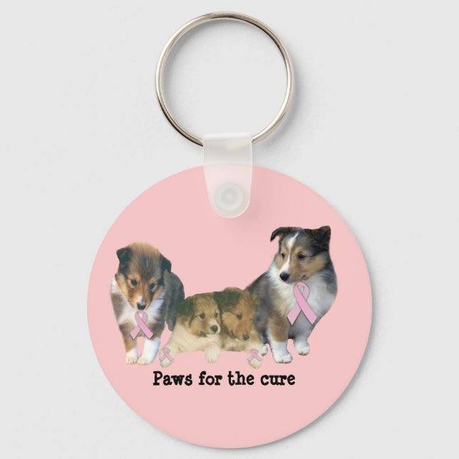 Sheltie Breast Cancer Keychain Nyckelring (Framsida)
