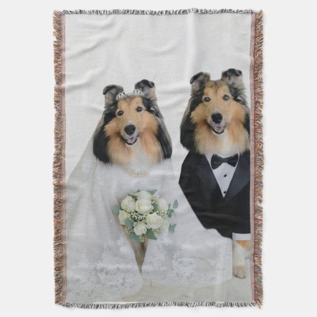 Sheltie Brud & Brudgum Filt (Framsidan Vertikal)