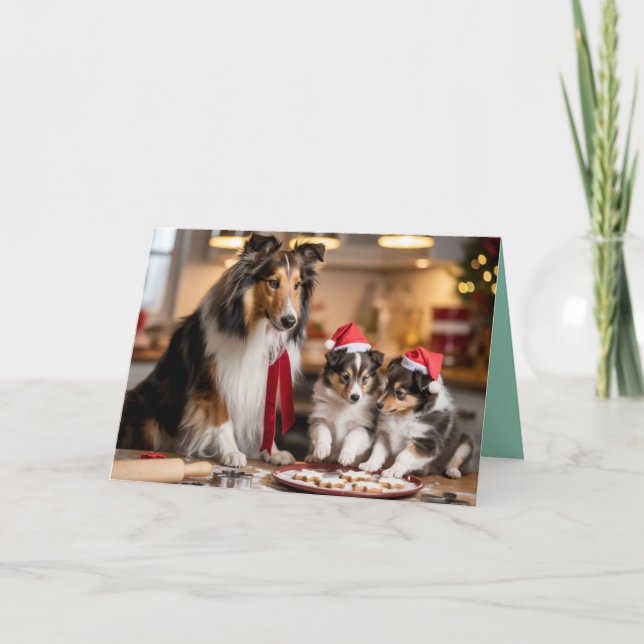 Sheltie Christmas Cookie Card Kort (Framsida)