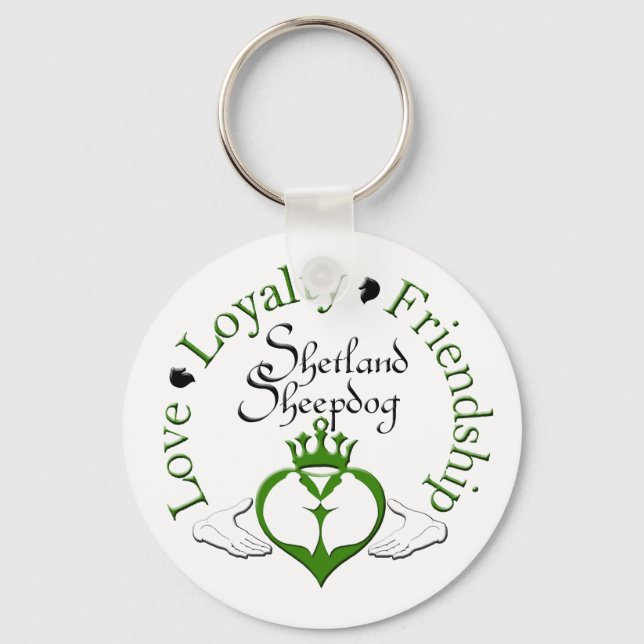 Sheltie Claddagh Keychain Nyckelring (Framsida)