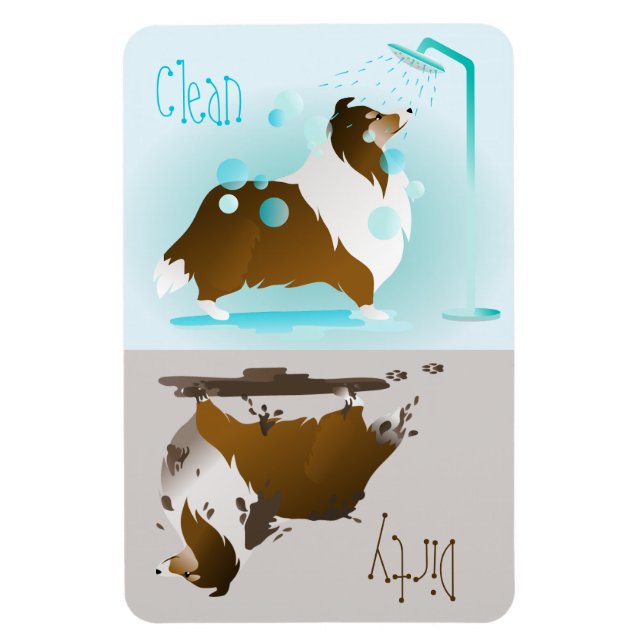 Sheltie Clean-Dirty Dishwasher Magnet (Vertikal)