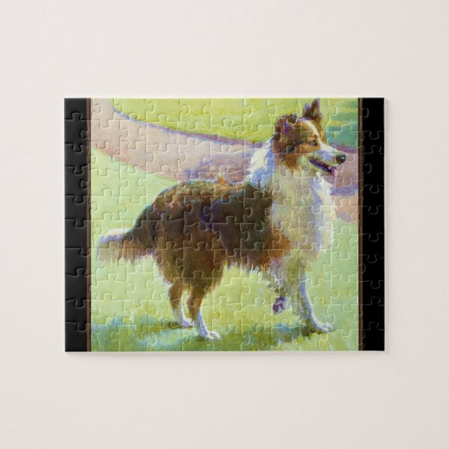 Sheltie Collie Hund Jigszle Puzzle Pussel (Horisontell)