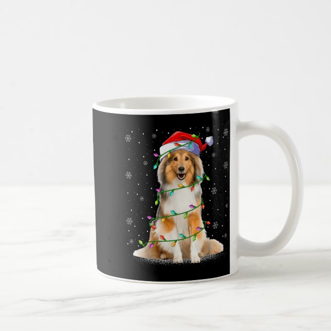 Sheltie Dog Lover Xmas Lighting Santa Sheltie Chri Kaffemugg (Höger)