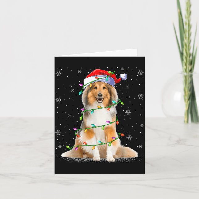 Sheltie Dog Lover Xmas Lighting Santa Sheltie Chri Kort (Framsida)