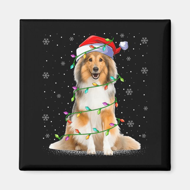 Sheltie Dog Lover Xmas Lighting Santa Sheltie Chri Magnet (Framsidan)
