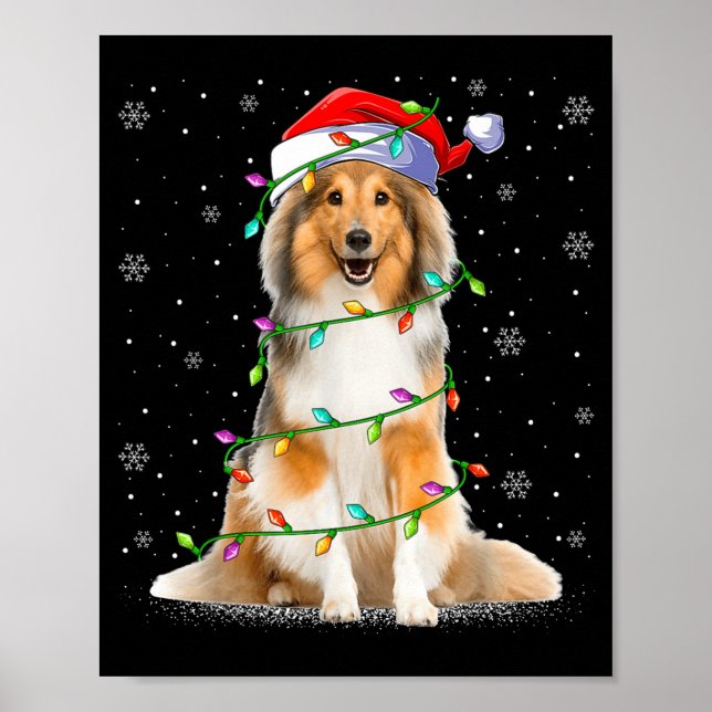 Sheltie Dog Lover Xmas Lighting Santa Sheltie Chri Poster (Framsidan)